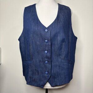 Talbots Women's Blue Denim Button Western Vest Size 16